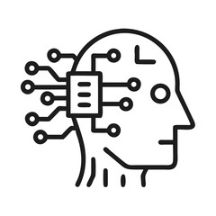 Poster - Human Face with Circuit Icon Representing AI Identity