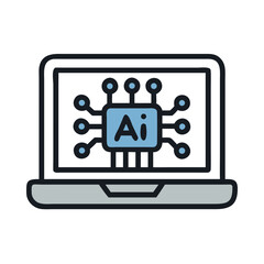 Poster - Laptop with Circuit Icon Representing AI Interface