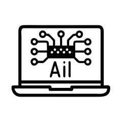 Poster - Laptop with Circuit Icon Representing AI Interface