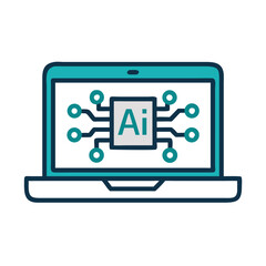 Poster - Laptop with Circuit Icon Representing AI Interface