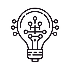 Poster - Light Bulb with Circuits Icon Representing AI Innovation