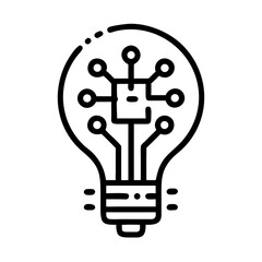 Poster - Light Bulb with Circuits Icon Representing AI Innovation