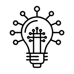 Poster - Light Bulb with Circuits Icon Representing AI Innovation