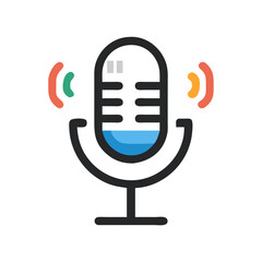 Poster - Microphone with Speech Icon Representing Podcast