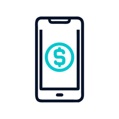 Poster - Mobile with Money Symbol Icon Representing Digital Payment