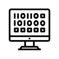 Poster - Monitor with Binary Code Icon Representing Data Processing