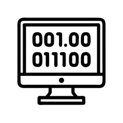 Poster - Monitor with Binary Code Icon Representing Data Processing