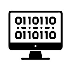 Poster - Monitor with Binary Code Icon Representing Data Processing