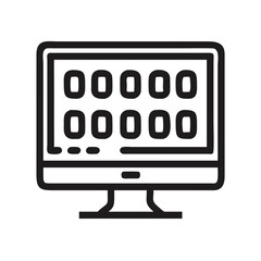 Poster - Monitor with Binary Code Icon Representing Data Processing