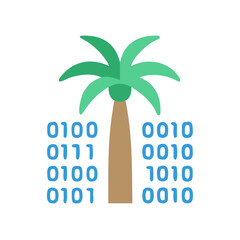 Poster - Palm with Binary Code Icon Representing Digital Technology
