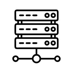 Poster - Server with Network Line Icon Representing Data Transmission