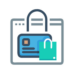 Poster - Shopping Bag with Card Icon Representing Online Shopping