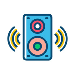 Poster - Speaker with Sound Waves Icon Representing Party Music