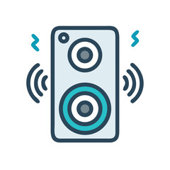 Poster - Speaker with Sound Waves Icon Representing Party Music