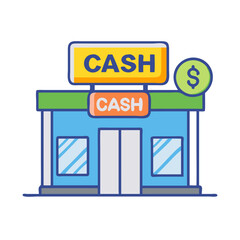 Poster - Storefront with Cash Billboard Icon Representing Retail Business Promotion