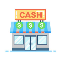 Poster - Storefront with Cash Billboard Icon Representing Retail Business Promotion