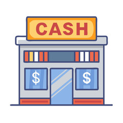 Poster - Storefront with Cash Billboard Icon Representing Retail Business Promotion