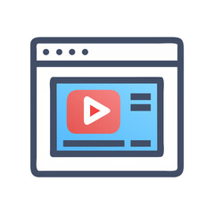 Fototapete - Video Player in Browser Icon Representing Web Streaming