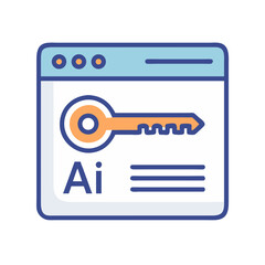 Aufkleber - Web Page with Key Icon Representing AI Access