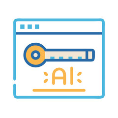 Aufkleber - Web Page with Key Icon Representing AI Access