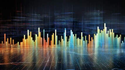Leinwandbilder - Digital Symphony: Abstract data visualization showcasing vibrant, interconnected digital landscape, with a stunning display of light and color