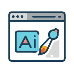 Leinwandbilder - Web Page with Paint Tool Icon Representing AI Design Interface