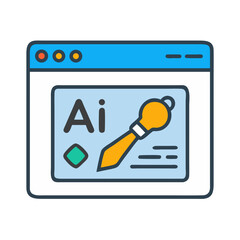 Leinwandbilder - Web Page with Paint Tool Icon Representing AI Design Interface