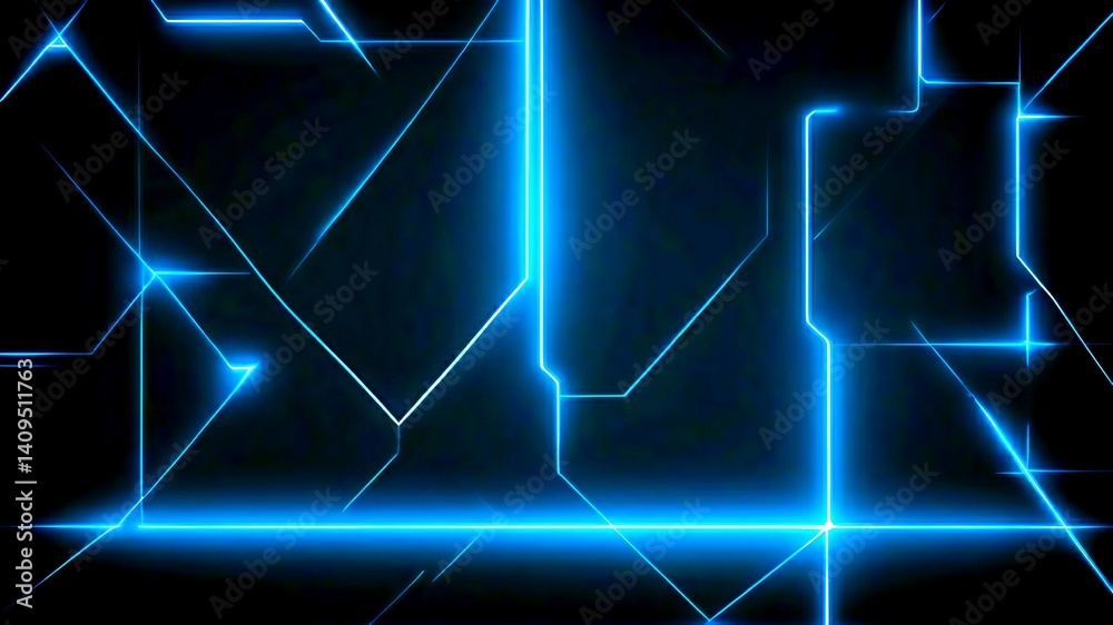 futuristic themed background with glowing blue neon lines on a dark ...