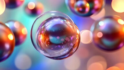 Poster - Abstract, iridescent spheres in soft pastel colors.