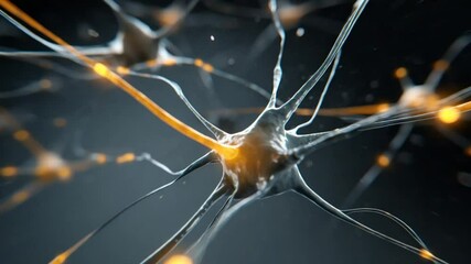 Poster - Colorful Animation of Neuron Cells and Glowing Synapses in Networks Generative AI