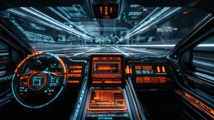Poster - Futuristic vehicle interior with advanced dashboard.