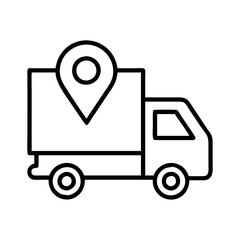 Poster - Delivery truck shipping logistics transport location pin point service route destination cargo van