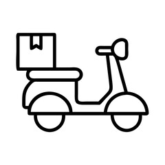 Poster - Delivery scooter vector icon with package fast shipping service motorcycle transport vehicle moped courier express delivery