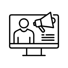 Poster - Online marketing promotion video conference webinar presentation with megaphone speaker