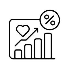 Poster - Growth chart with heart and percentage sign showing health progress and positive trend analysis
