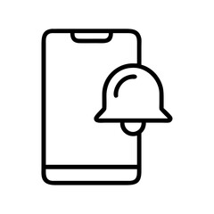 Poster - smartphone notification bell icon alert reminder message app mobile phone line vector design