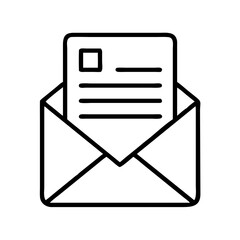 Poster - Open envelope with letter vector graphic message mail email communication send receive post outline line art