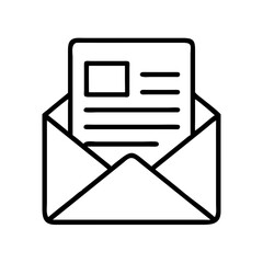 Poster - Open envelope mail message email letter document inbox send receive communication outline icon vector graphic