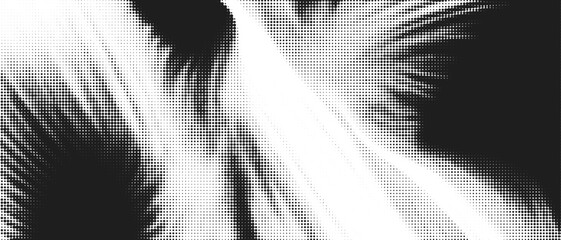 Aufkleber - Dynamic Abstract Lines and Motion in Manga Halftone Pattern with Gradient Dots. A Vector Design of Geometric Waves and Vintage Grunge Noise Overlay as Artful Background