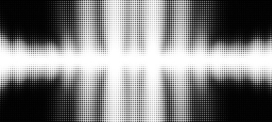 Poster - Dynamic Line Overlay: Halftone Dots and Grungy Digital Background Effect for Retro Comic Style Graphics and Vintage Design in Black and White.