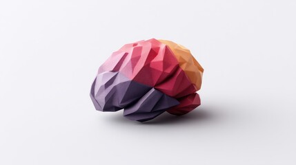 Leinwandbilder - Abstract low poly colorful brain model isolated on white background perfect for medical or technological concepts.