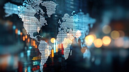 Aufkleber - Global World Map with Double Exposure and Overlaying Effect