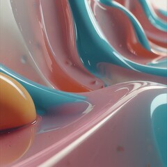 Fototapete - Colorful abstract 3d shapes liquid.