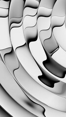 Poster - Abstract background. Fluted glass effect. Glossy polished surface. 3d rendering, silver gradient refracted in rippled glass. Fluid pattern with curved lines