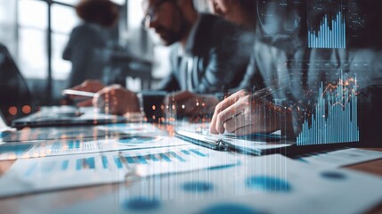 Poster - Corporate Executives Engaged in Financial Project Review Session