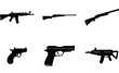 © Wasim - Firearms Vector Collection – Gun and Weapon Illustration Set  like action Rifle, Bolt action Rifle, Pump action Shotgun, Semi automatic Pistol, Automatic Rifle and Hand Cannon