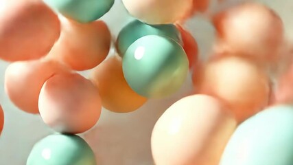 Poster - Pastel-colored spheres floating in soft light.