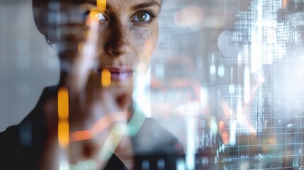 Poster - Businesswoman Using AI Tools for Financial Data Prediction