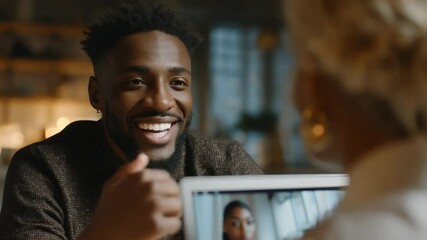 Poster - Friendly African Male Online Tutor Engaging in Distance Learning Generative AI