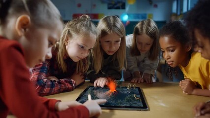 Poster - school children engage in augmented reality learning activity generative ai
